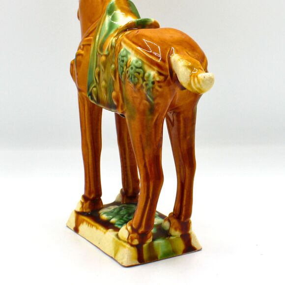 Vintage Tang Style War Horse Figurine Pottery Sculpture Sancai Glaze Asian Decor - Picture 5 of 9